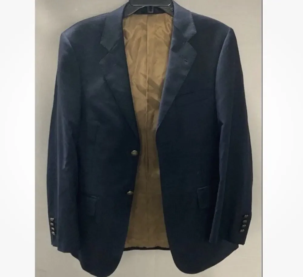 Baroni Mens Blue Long Sleeve Notch Lapel Single-Breasted Blazer Size 36S